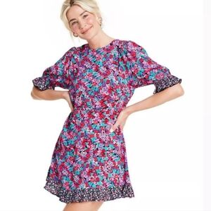 Rixo Target Bright‎ Pink Purple Floral Mini Dress Size 14